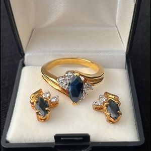 14KT Gold Plated Black Sapphire Jewelry Set